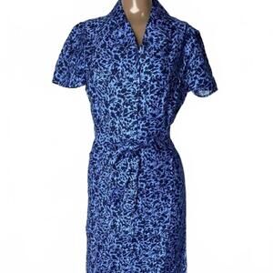 NEW LIYAN MCATEER women's floral button front midi dress in blue